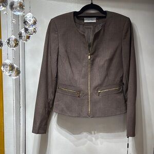 Calvin Klein Brown Blazer with Gold Accents